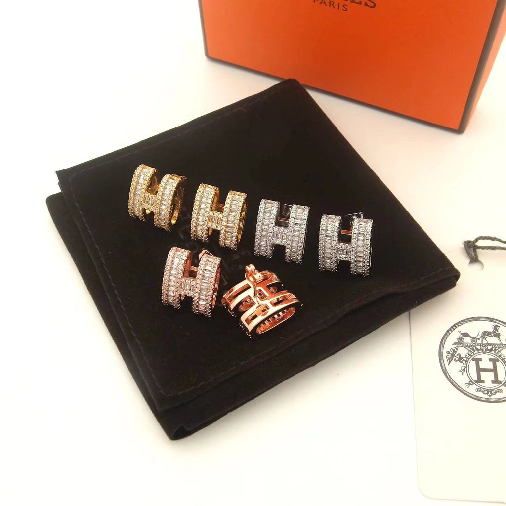 Hermes Pop Diamonds 18K Gold Earrings
