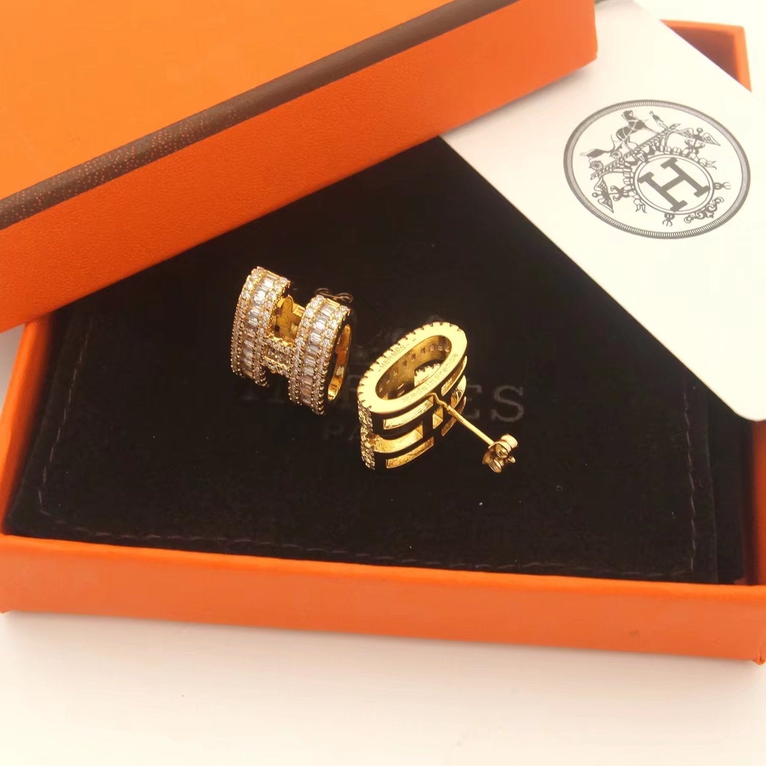 Hermes Pop Diamonds 18K Gold Earrings