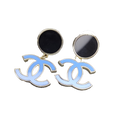 Chanel Classic Blue Dangle 18K Gold Earrings