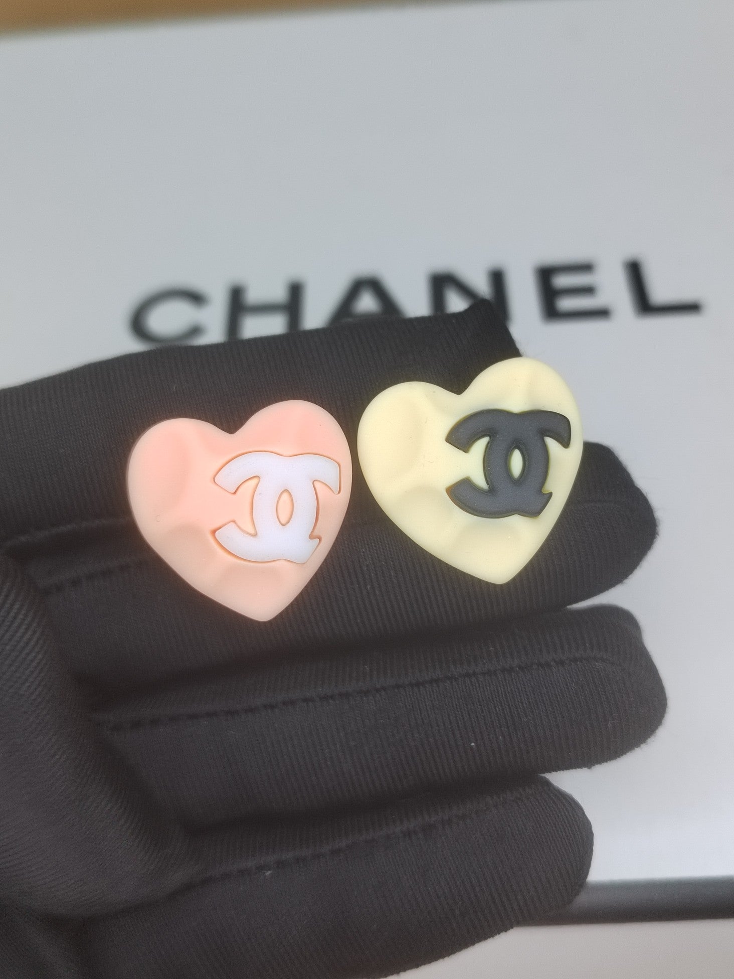 Chanel Pink & Yellow Resin 18K Gold Earrings