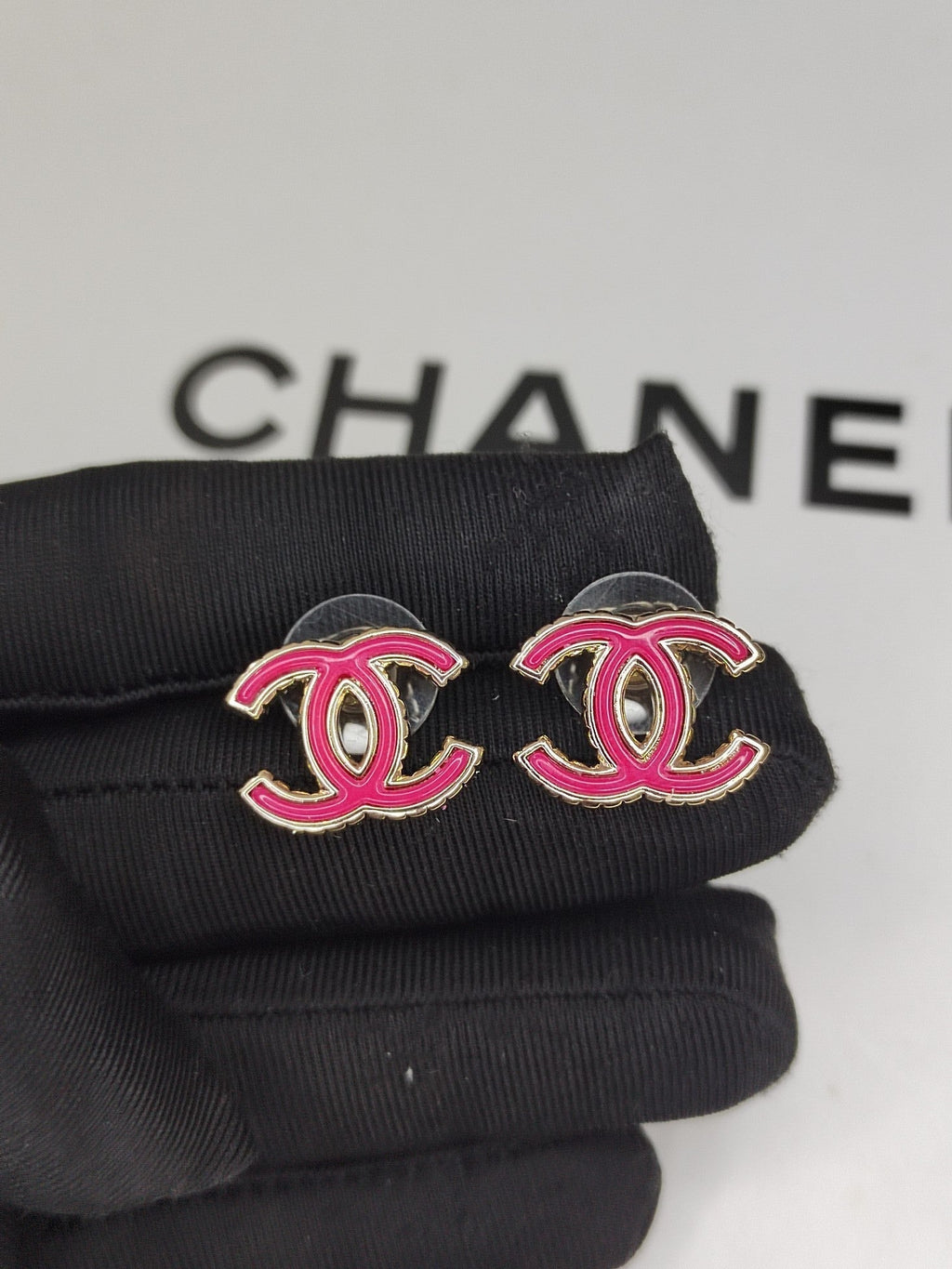 Chanel Pink 18K Gold Earrings