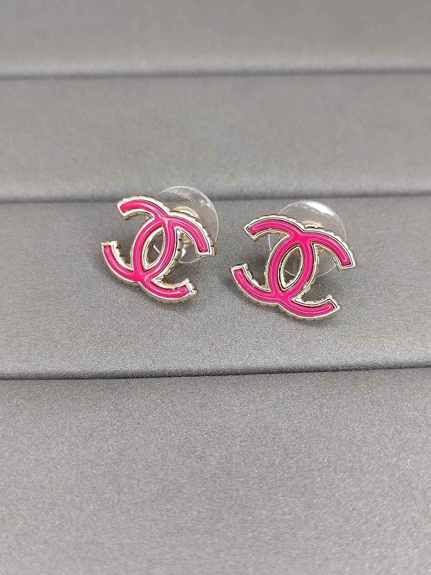 Chanel Pink 18K Gold Earrings