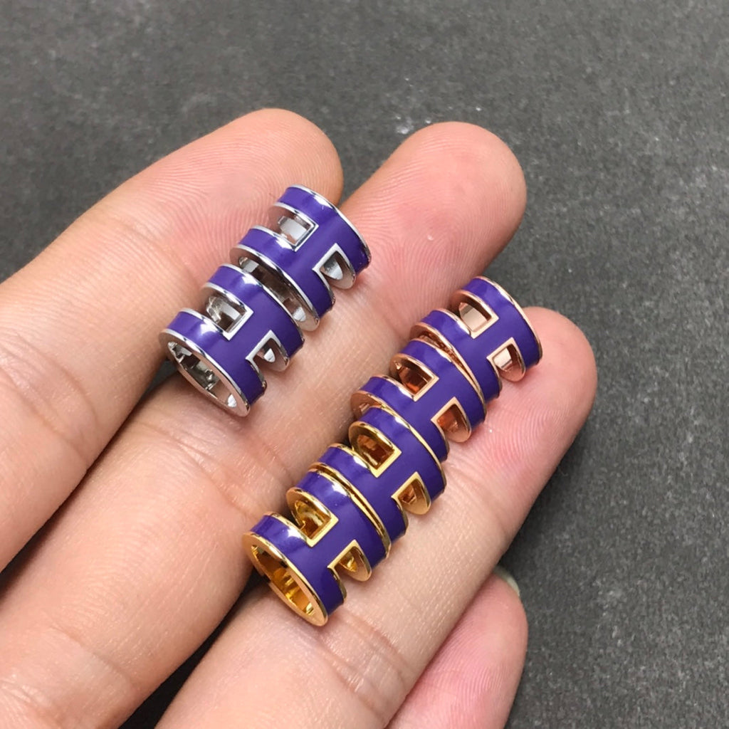 Hermes Mini Pop Purple 18K Gold Earrings