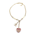 Chanel Pink Heart Diamonds 18K Gold Necklace