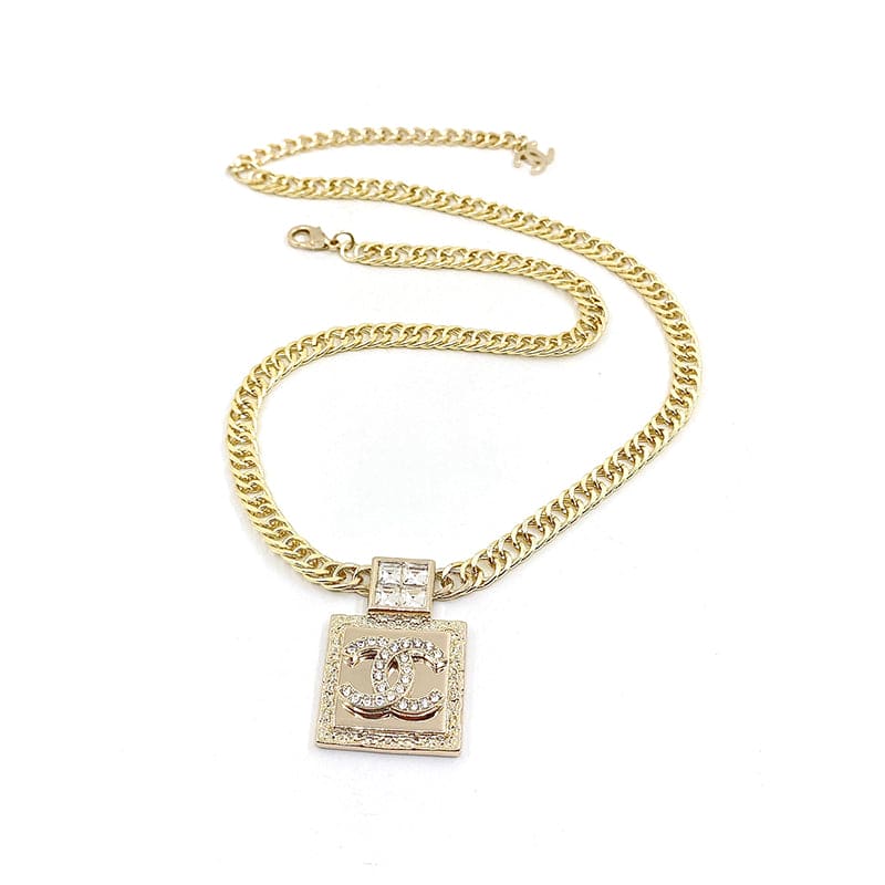 Chanel Metal & Diamond Pendant 18K Gold Necklace