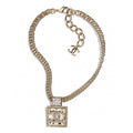 Chanel Metal & Diamond Pendant 18K Gold Necklace
