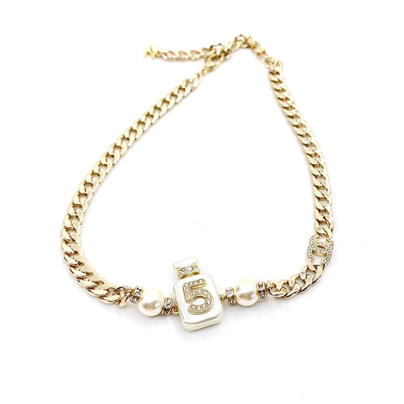 Chanel No. 5 Perfume Bottle Pendant 18K Gold Necklace