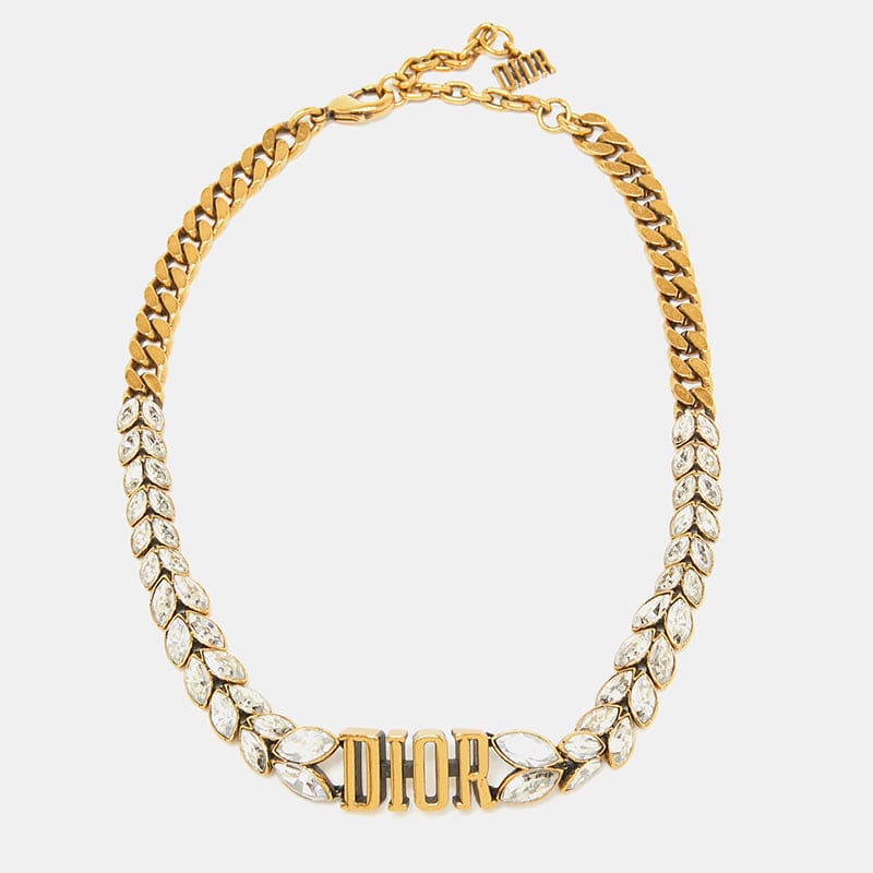 Dior Revolution Crystals Gold Tone Choker 18K Gold Necklace