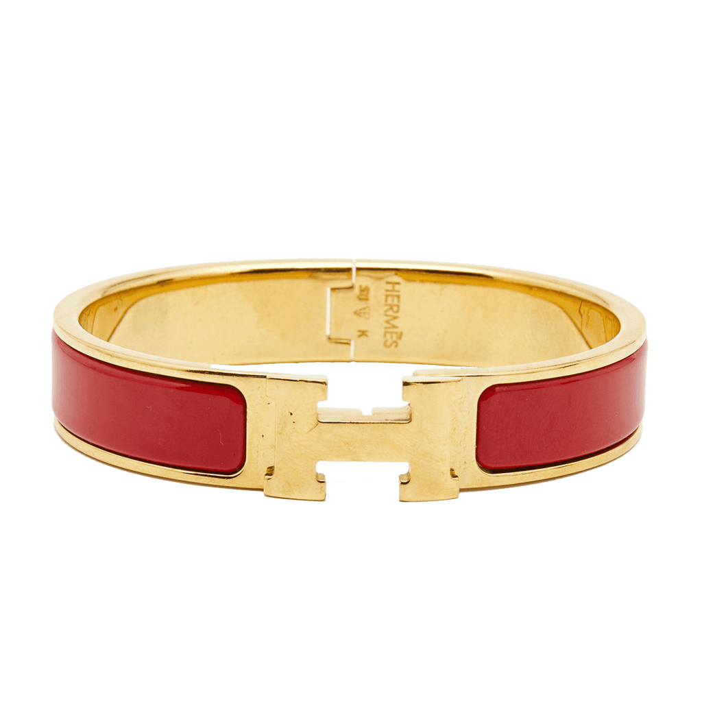 Hermes Clic Red 18K Gold Bracelet