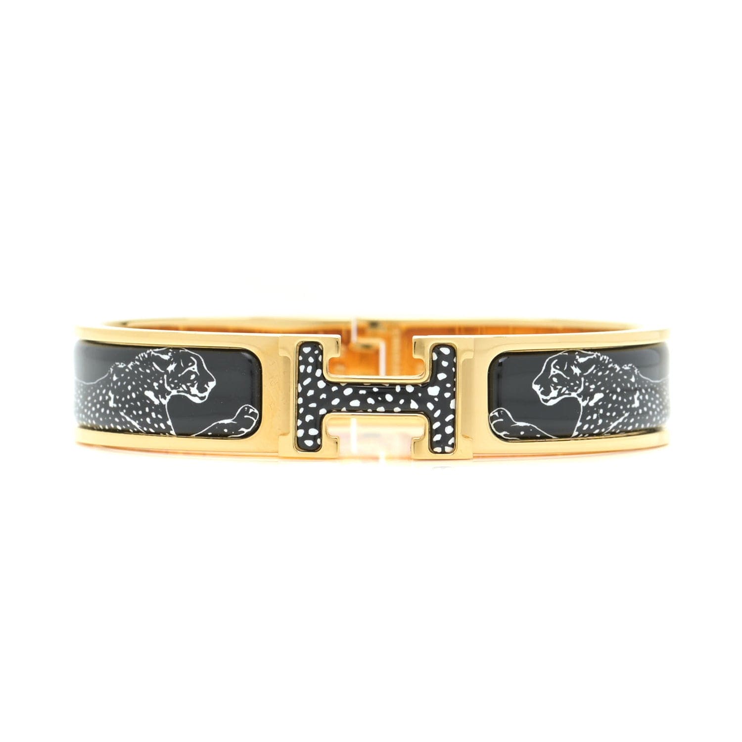 Hermes Guepards Clic Clac 18K Gold Bracelet