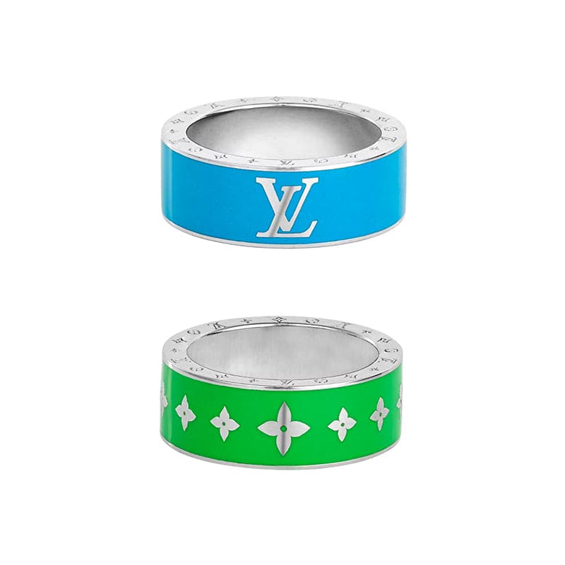 Louis Vuitton Ceramic Set of Two 18K Gold Ring