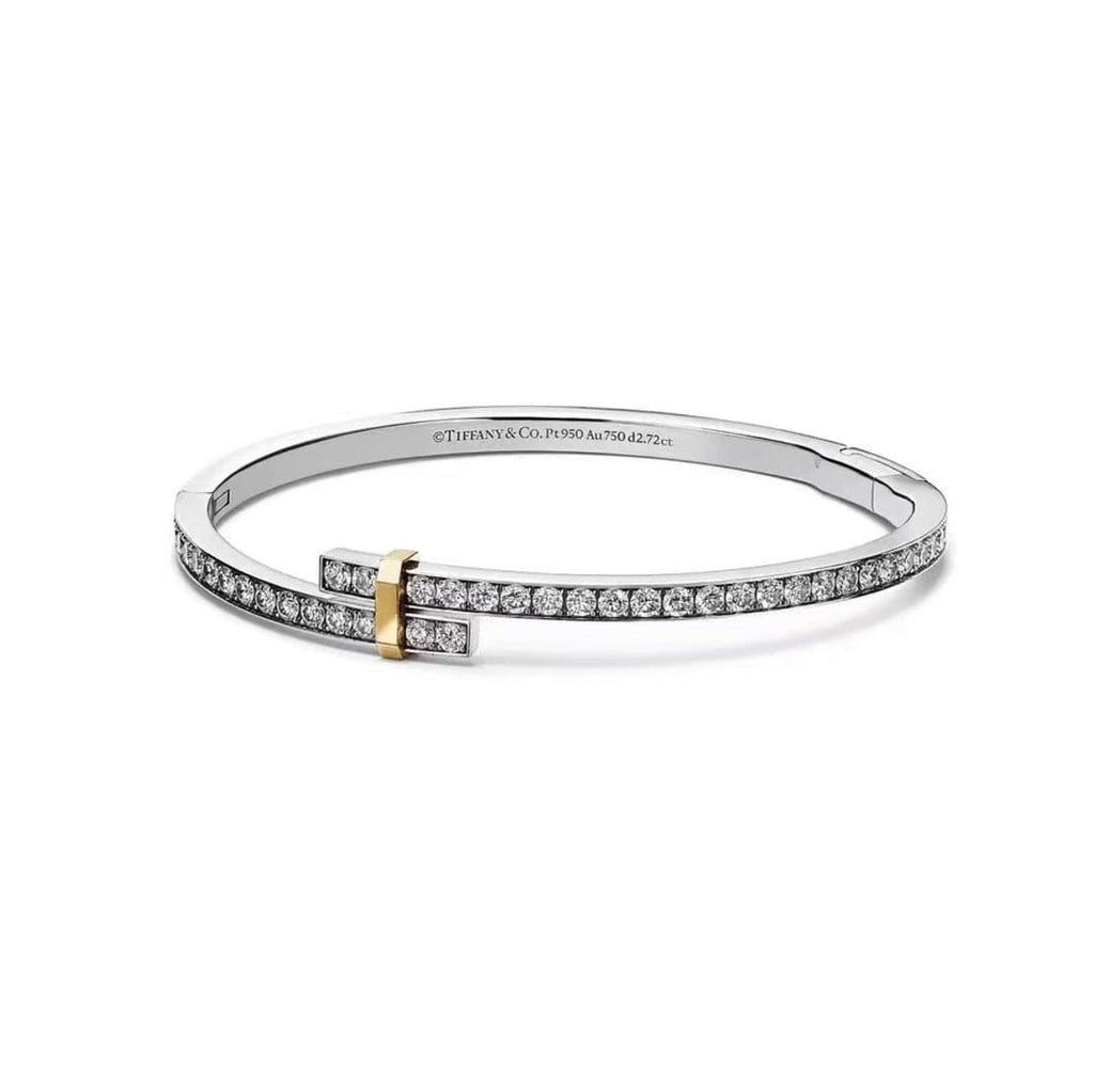 Tiffany Edge Hinged Bypass Bangle 18K Gold Bracelet