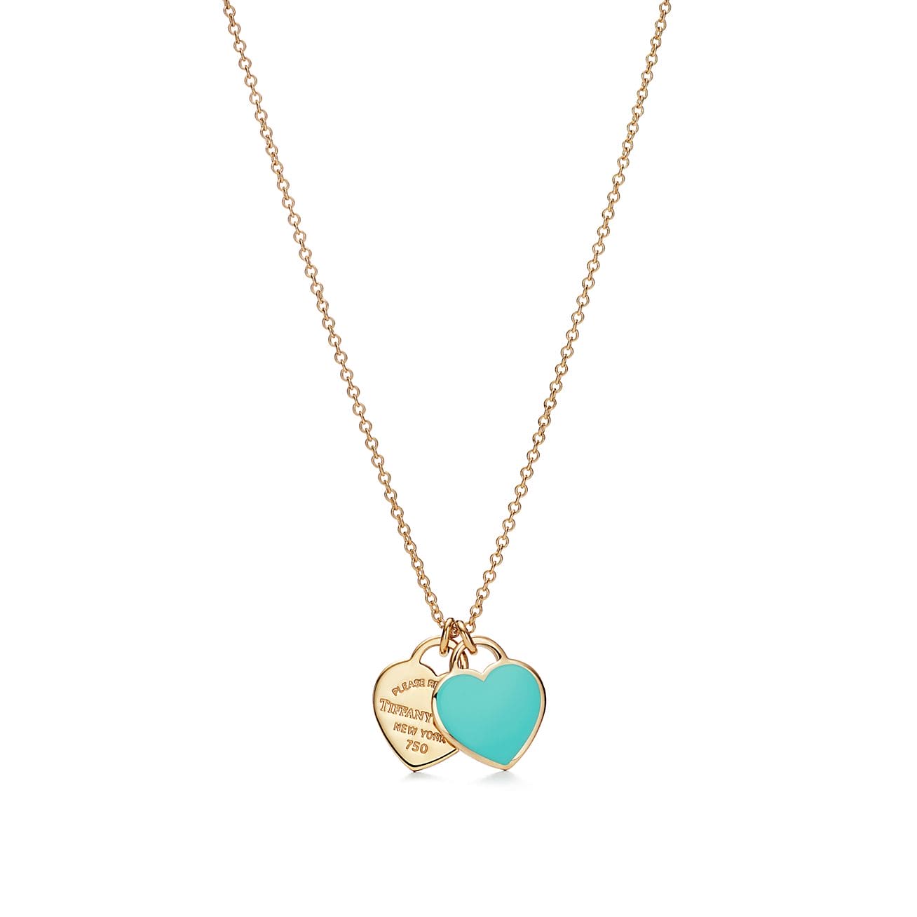 Tiffany Return to Mini Double Heart 18K Gold Necklace