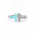 Tiffany Diamond & Turquoise Wire 18K Gold Ring