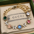Gucci Double Interlocking Gucci Crystals 18K Gold Bracelet