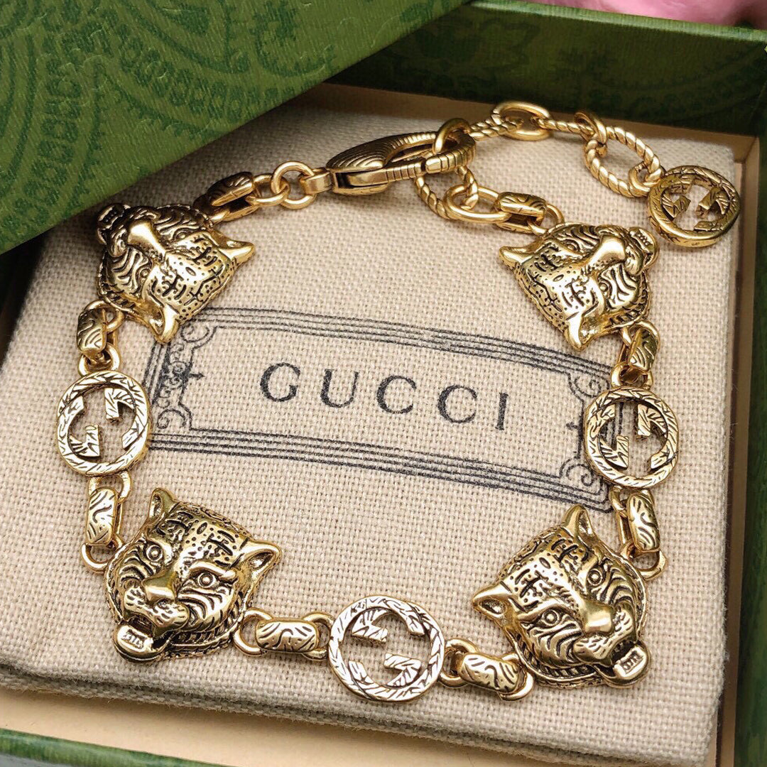 Gucci Double Tiger 18K Gold Bracelet