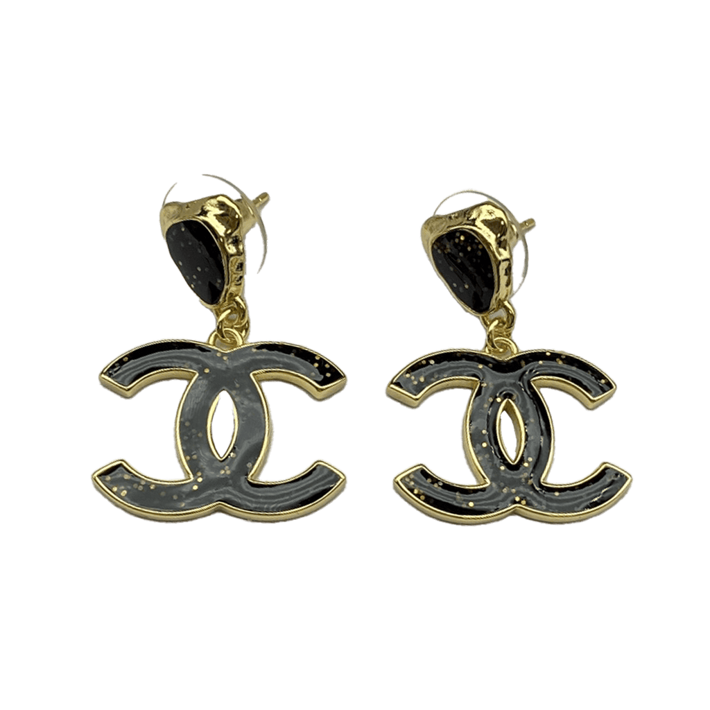 Chanel Classic Black Dangle 18K Gold Earrings