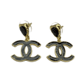 Chanel Classic Black Dangle 18K Gold Earrings
