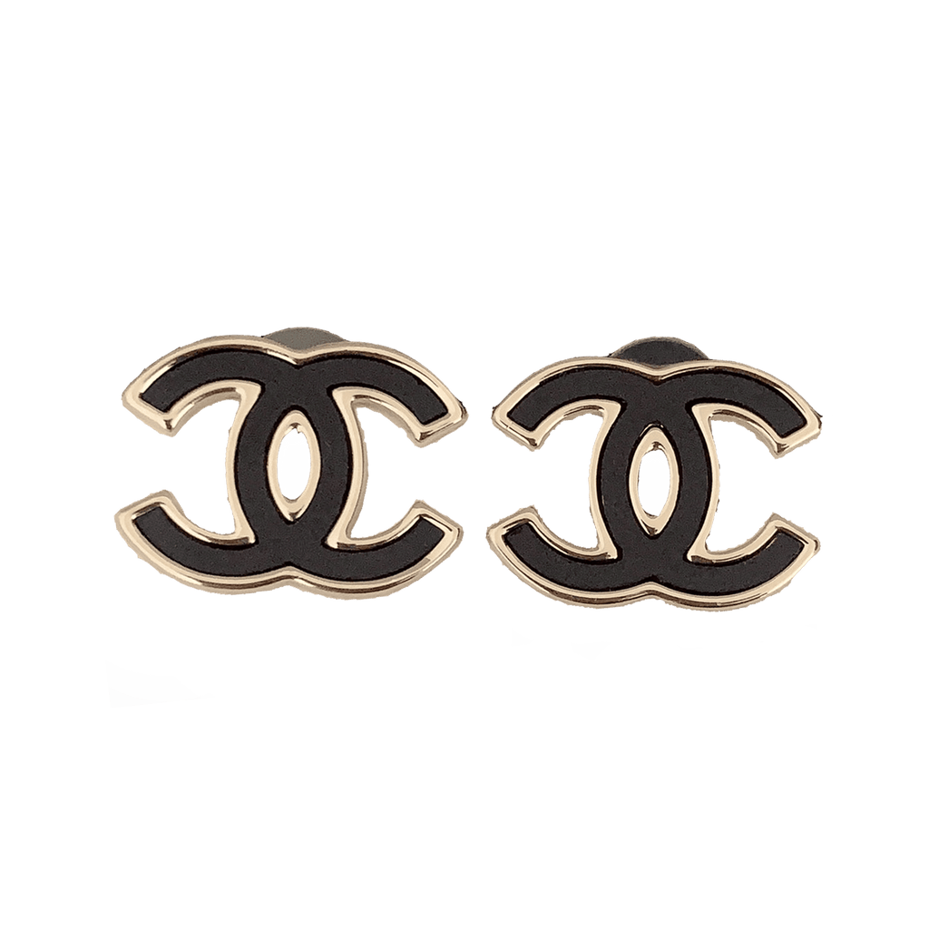 Chanel Black 18K Gold Earrings