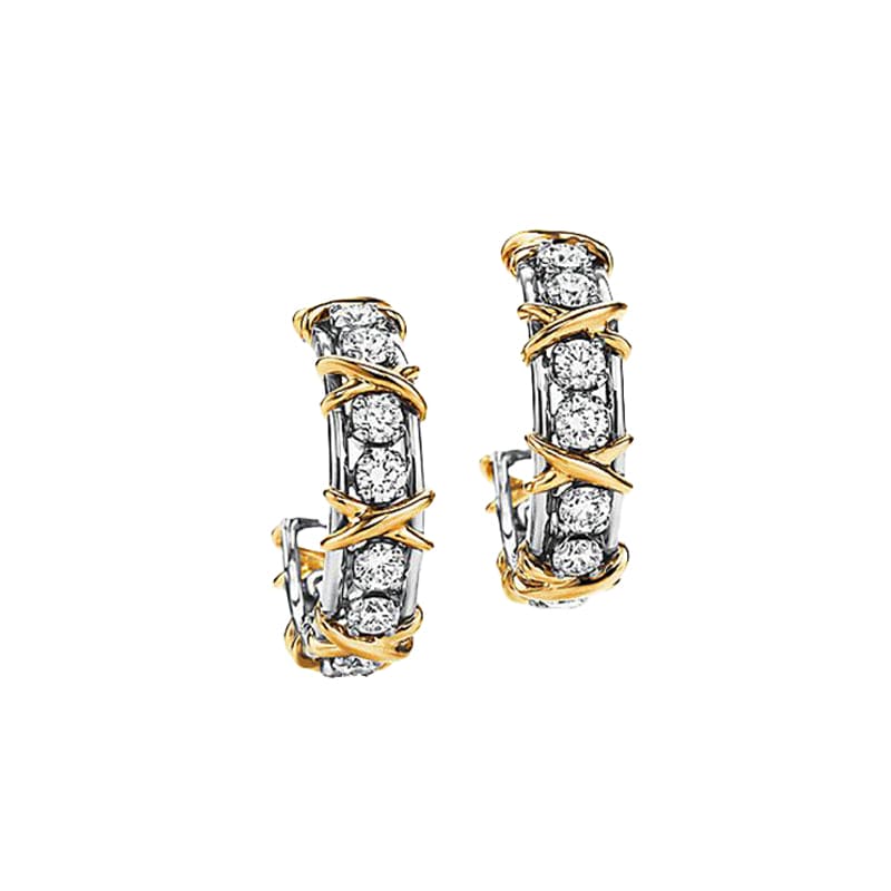 Tiffany Schlumberger Twenty Stone Hoop 18K Gold Earrings