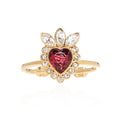 Gucci Double Crystal Heart 18K Gold Ring