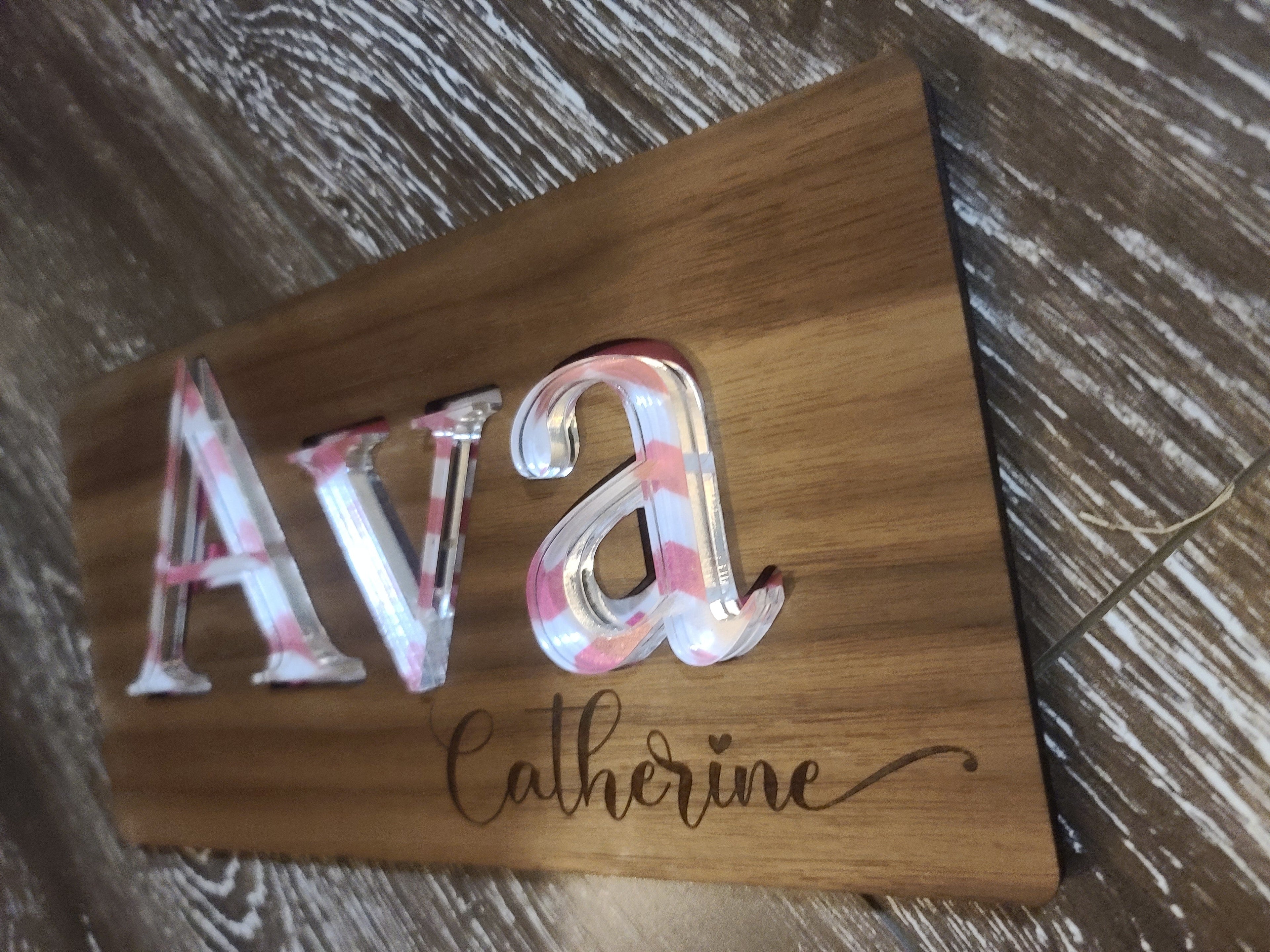 Wood & Acrylic Name Puzzle (you pick chevron / zig zag color) with clear