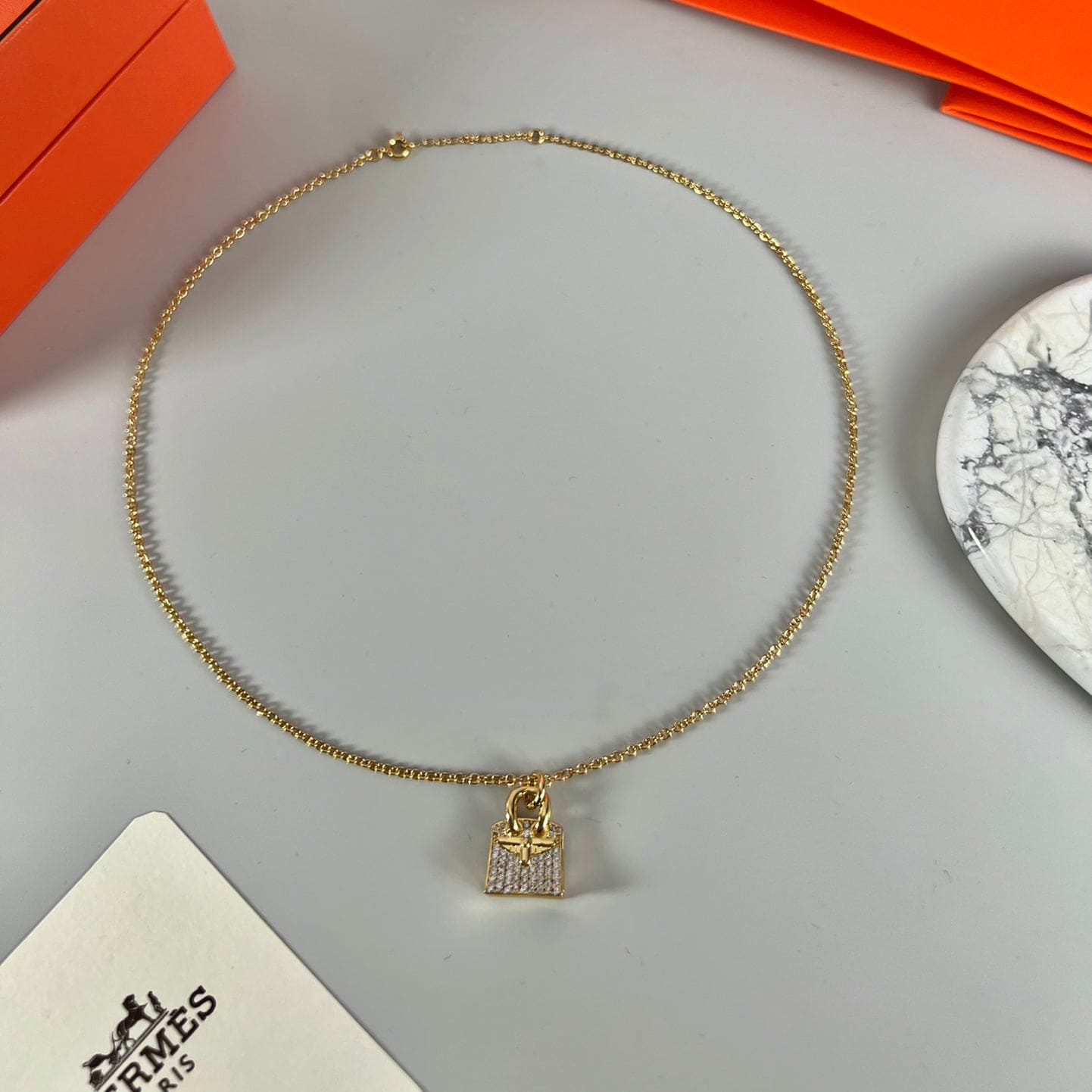 Hermes Amulettes Birkin Pendant 18K Gold Necklace