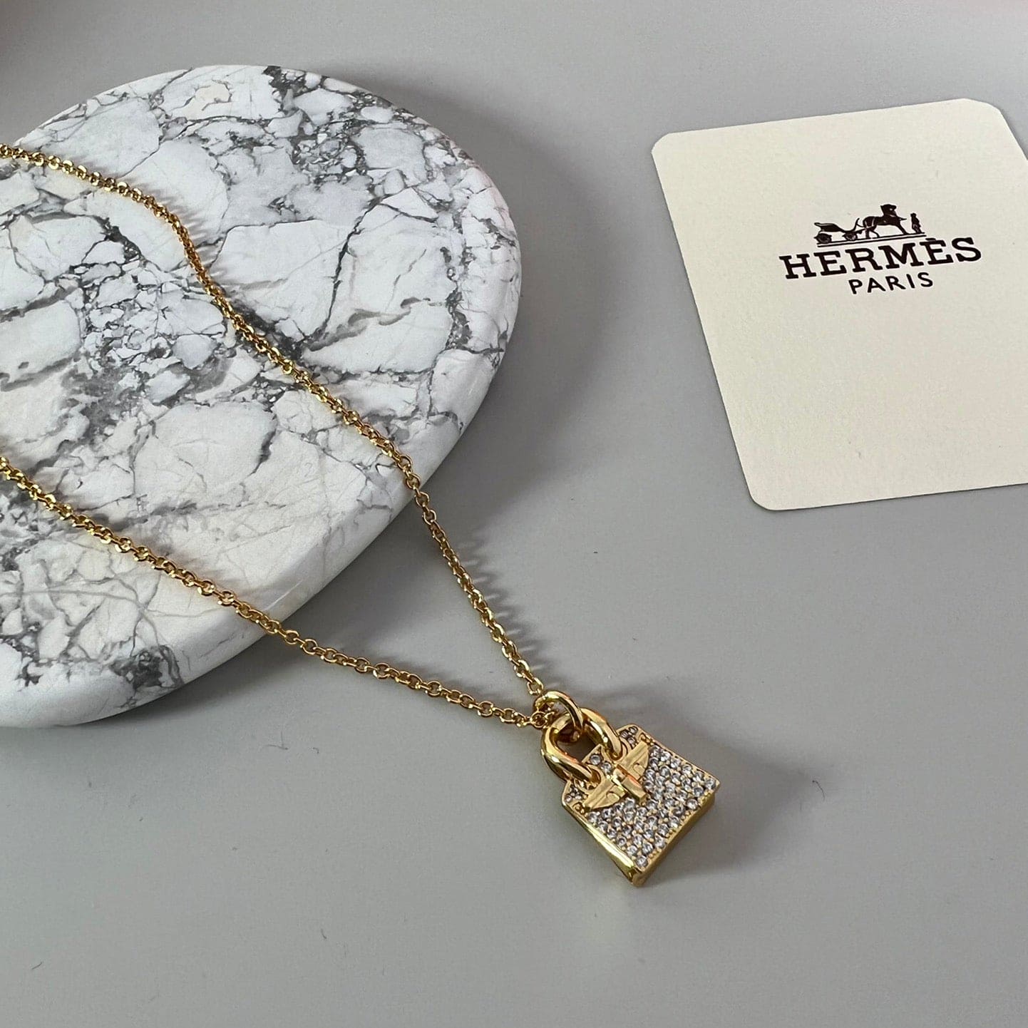 Hermes Amulettes Birkin Pendant 18K Gold Necklace
