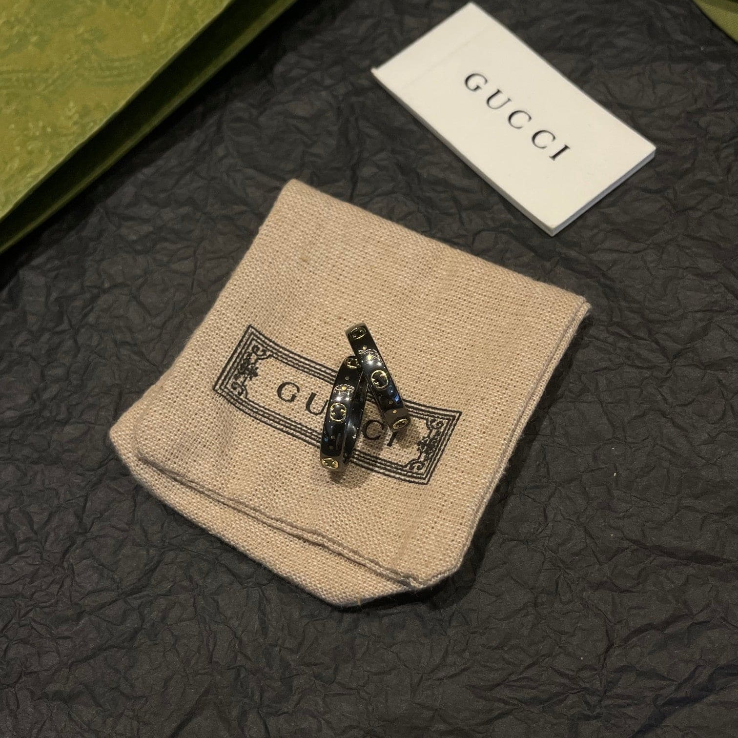 Gucci Double Icon Black Corundum 18K Gold Ring