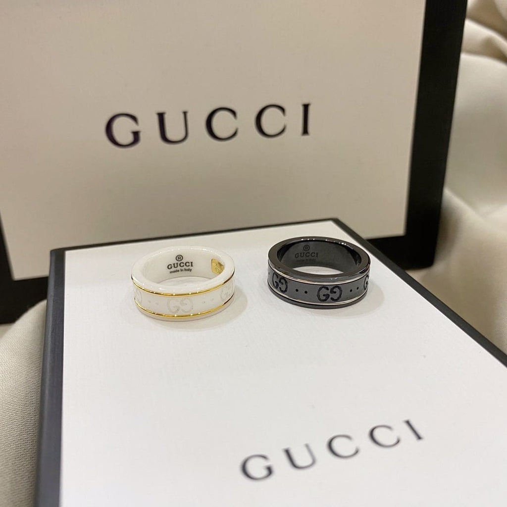 Gucci Double Icon White Zirconia 18K Gold Ring