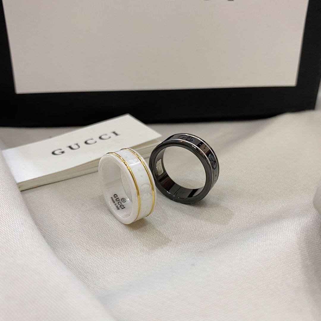 Gucci Double Icon White Zirconia 18K Gold Ring
