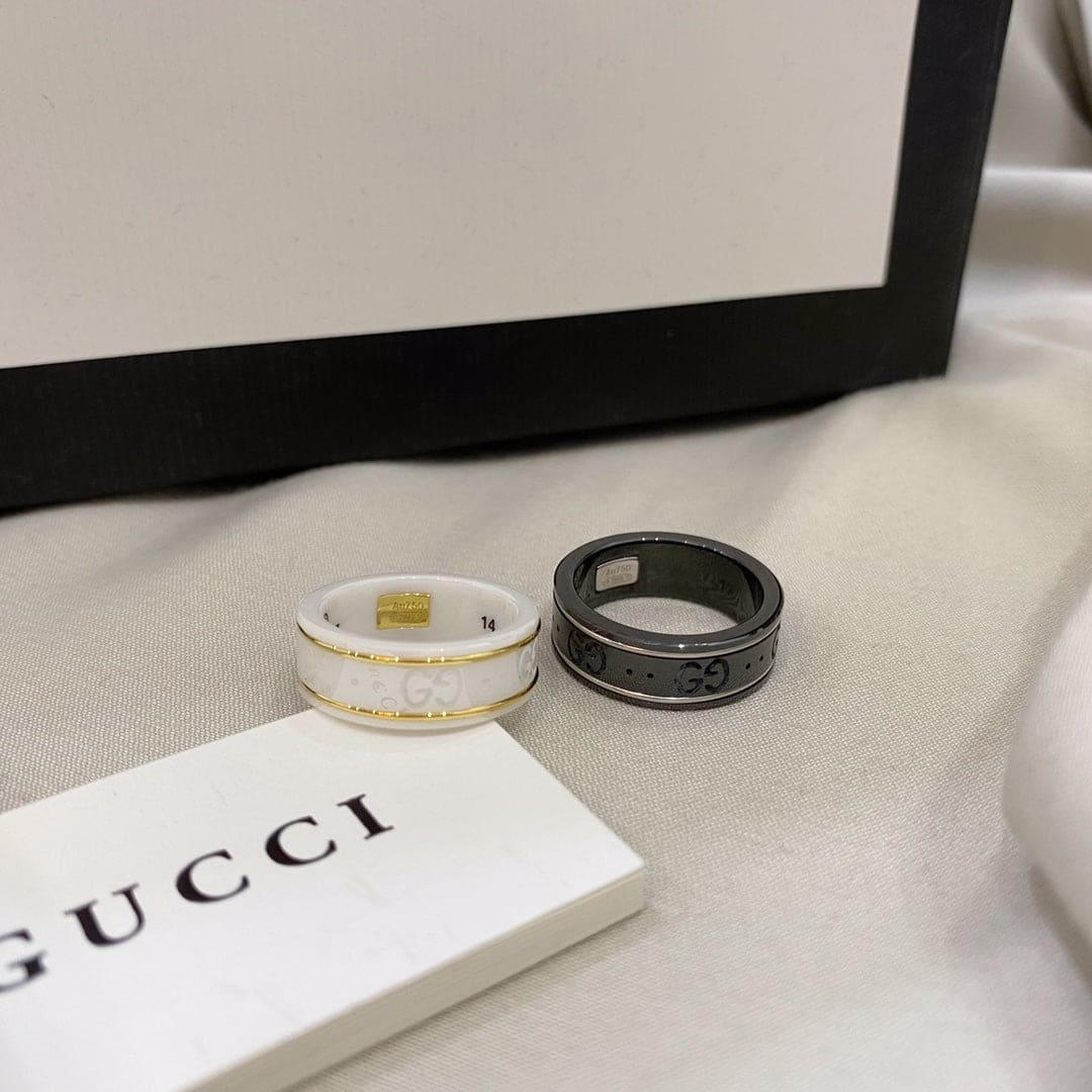 Gucci Double Icon White Zirconia 18K Gold Ring
