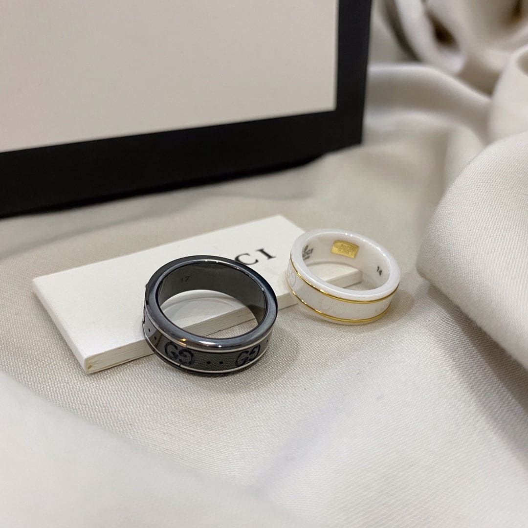 Gucci Double Icon White Zirconia 18K Gold Ring