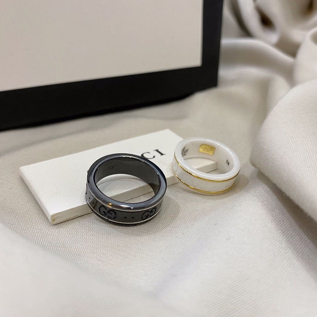 Gucci Double Icon Black Corundum 18K Gold Ring