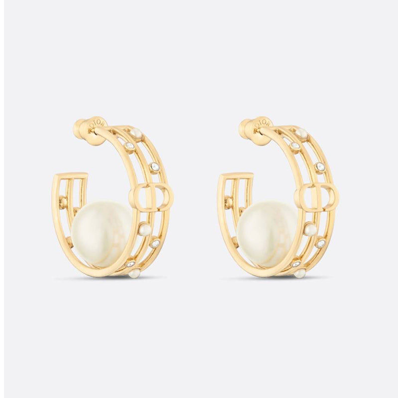Dior D-Backstage Pearl 18K Gold Earrings