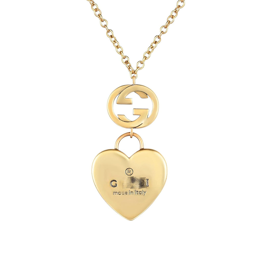 Gucci Double Heart Pendant 18K Gold Necklace