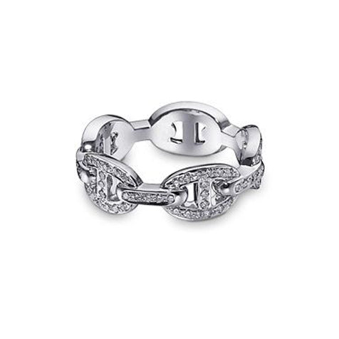 Hermes Chaine D'Ancre Enchainee Diamond 18K Gold Ring