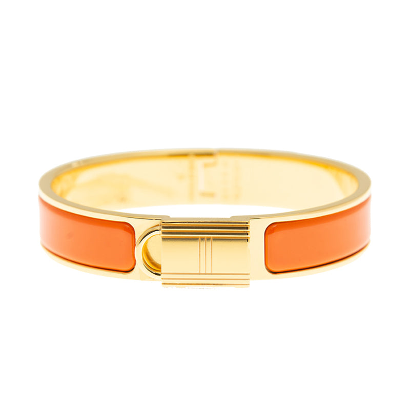 Hermes Clic Cadenas Orange 18K Gold Bracelet