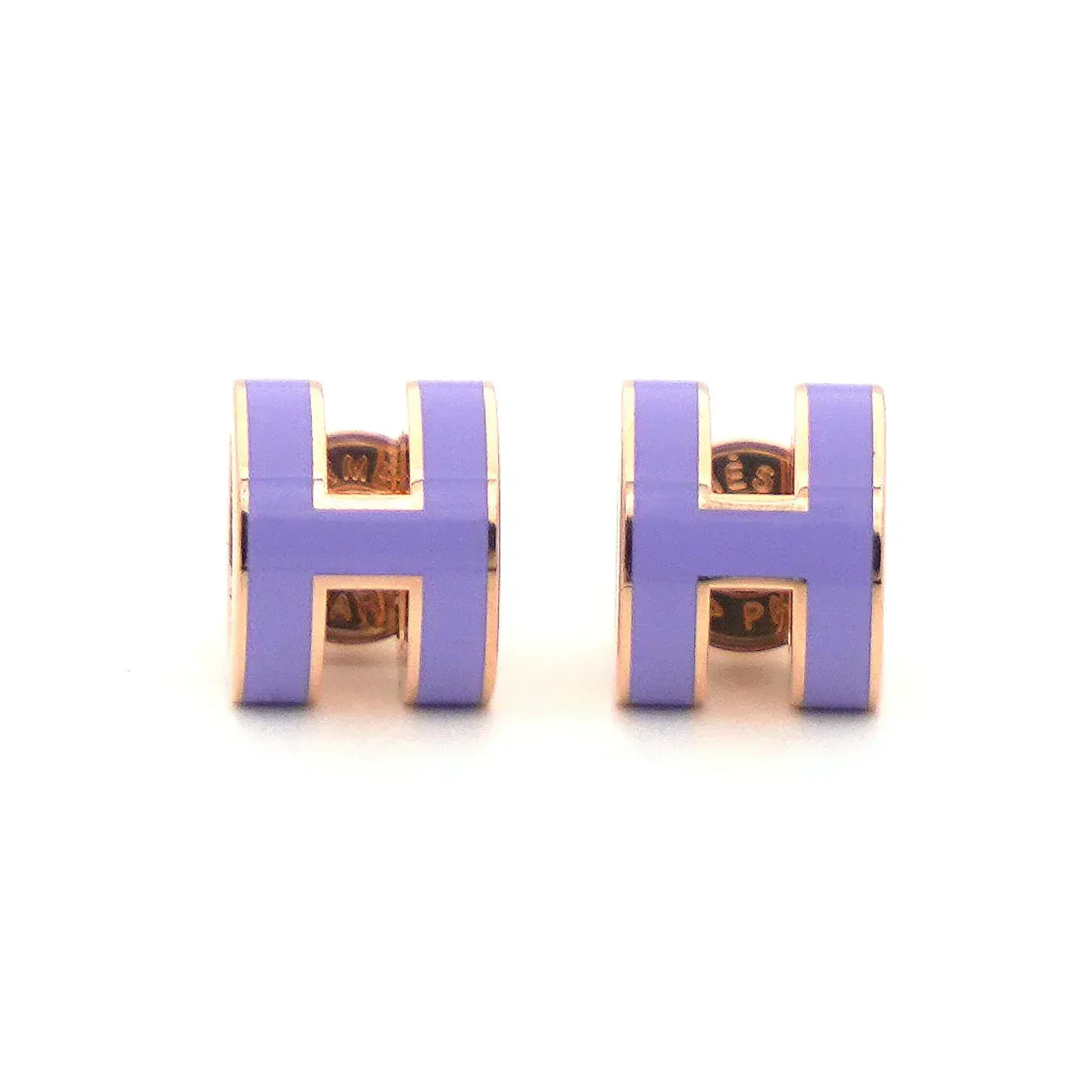 Hermes Mini Pop Purple 18K Gold Earrings