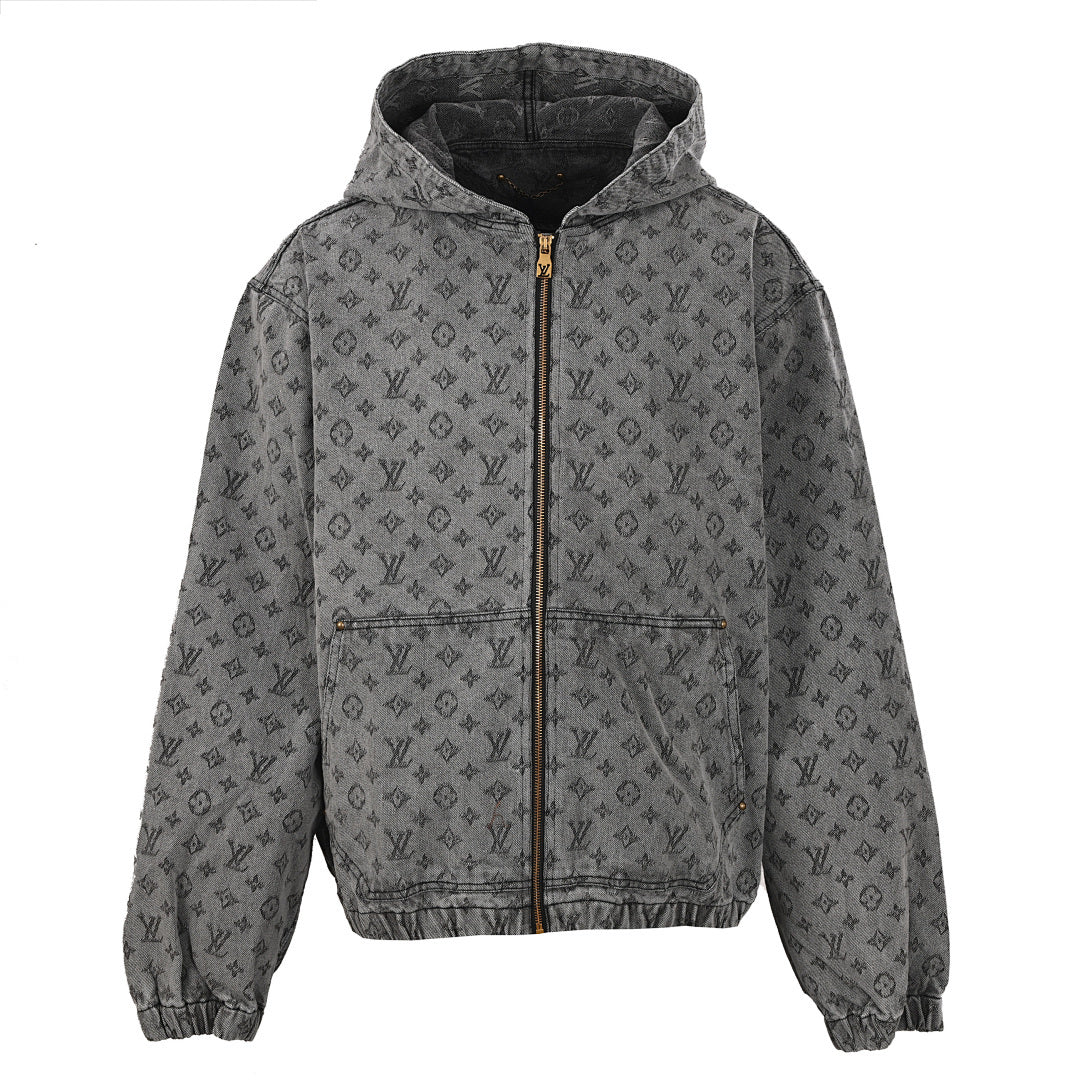 Louis Vuitton All-Over Monogram Jacquard Zip-Up Hooded Denim Jacket - product image