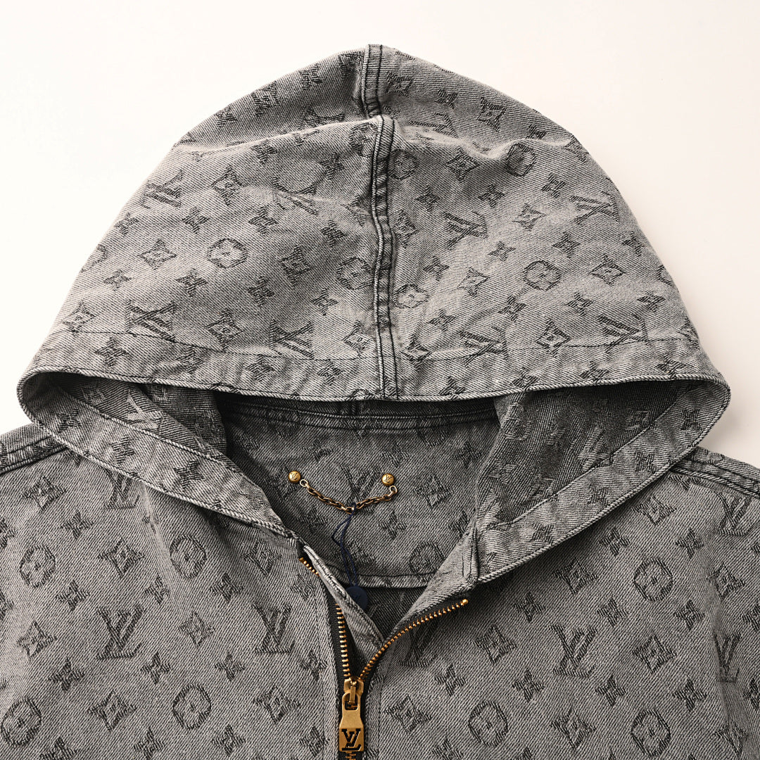 Louis Vuitton All-Over Monogram Jacquard Zip-Up Hooded Denim Jacket - product image 3
