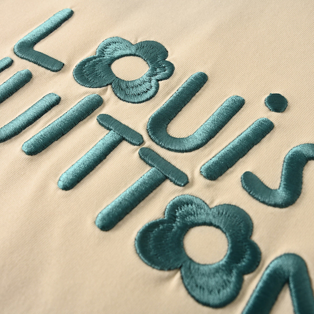 Louis Vuitton Short-Sleeve T-Shirt with Small Blue Floral Embroidered Lettering - product image 4