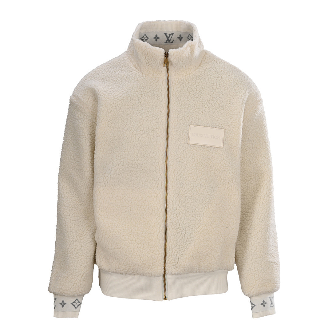 Louis Vuitton Leather Patch Stand-Collar Fleece Jacket - product image