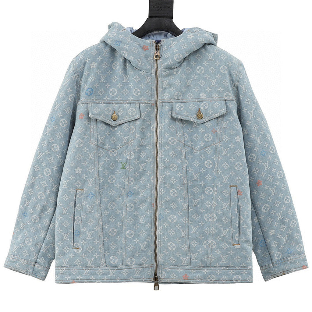 Louis Vuitton All-Over Jacquard Logo Washed & Distressed Cotton Hooded Jacket - product image
