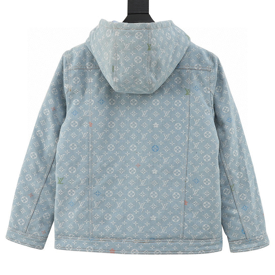 Louis Vuitton All-Over Jacquard Logo Washed & Distressed Cotton Hooded Jacket - product image 2