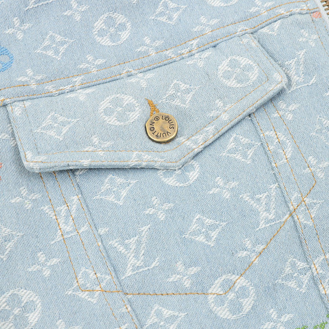Louis Vuitton All-Over Jacquard Logo Washed & Distressed Cotton Hooded Jacket - product image 3