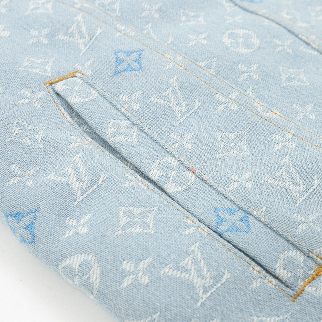 Louis Vuitton All-Over Jacquard Logo Washed & Distressed Cotton Hooded Jacket - product image 5