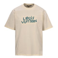 Louis Vuitton Short-Sleeve T-Shirt with Small Blue Floral Embroidered Lettering - product image