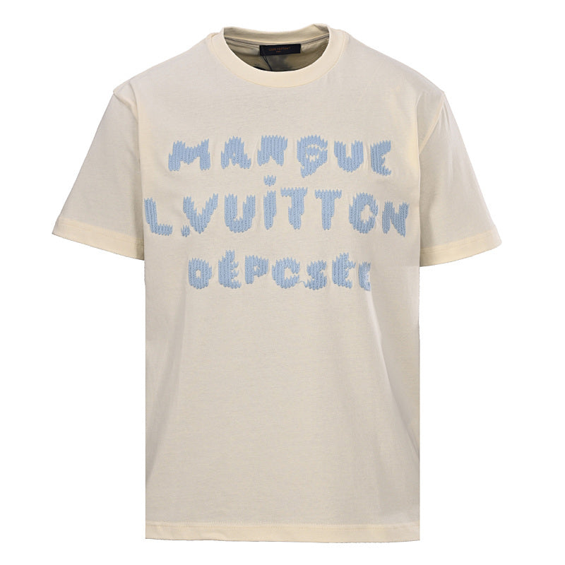 Louis Vuitton Blue Short-Sleeve T-Shirt with Knitted Embroidery - product image