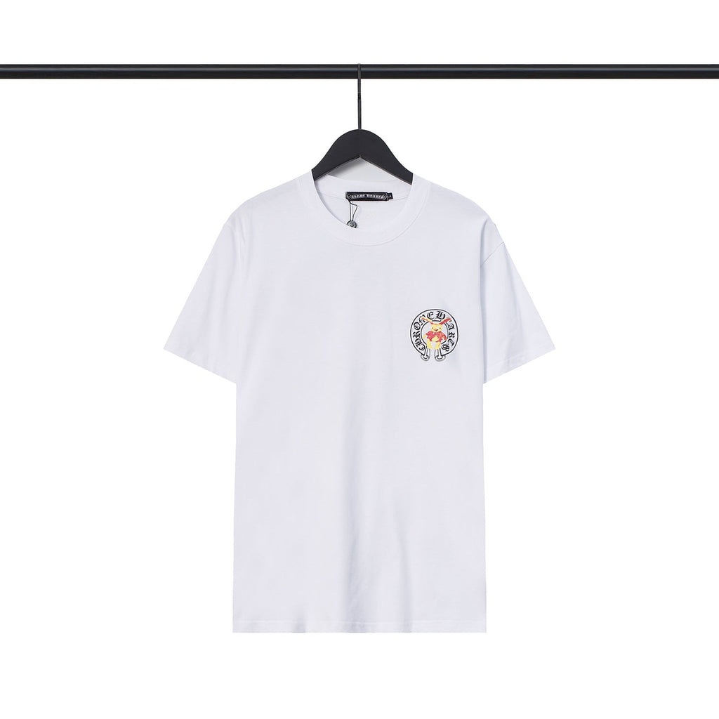 CHH Chrome Heart T Shirts Croix Cross Leather Printed Short Sleeve T-Shirt
